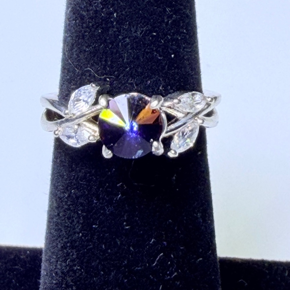 Fragrant Jewels Mystic Topaz Style Ring Silver Tone Rooting For You Size 5.5
